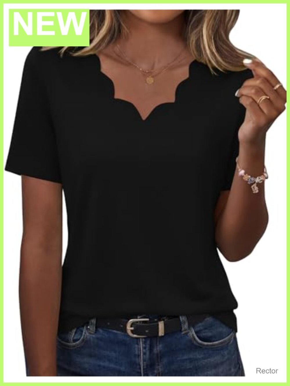 Womens Wavy V-Neck Short Sleeve T-Shirt Casual Tunic Blouse